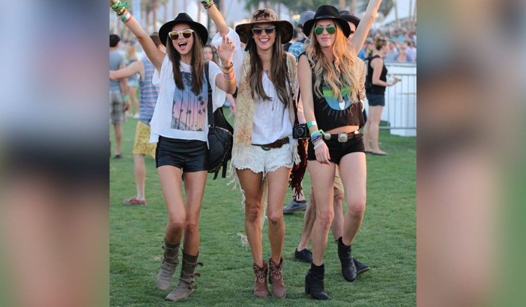 Woman wearing cool outfits for music festival