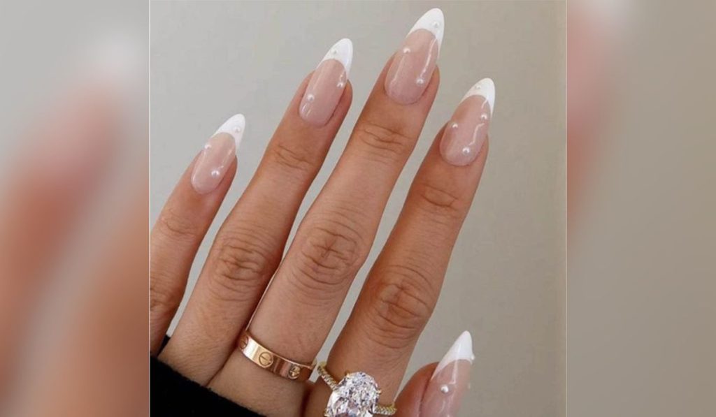 Pearls White French Tips Nails