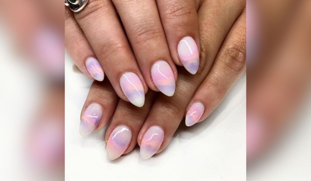 Watercolor White Nails