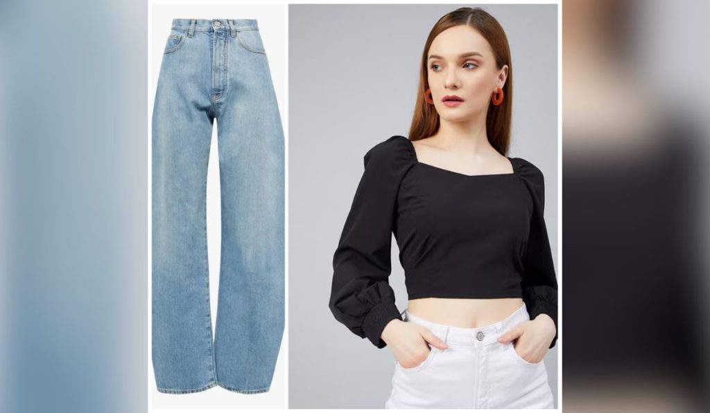 Barrel Jeans And Crop Top 