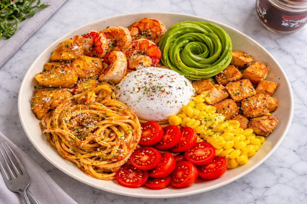 Shrimp-Chicken-Burrata-Power-Bowl