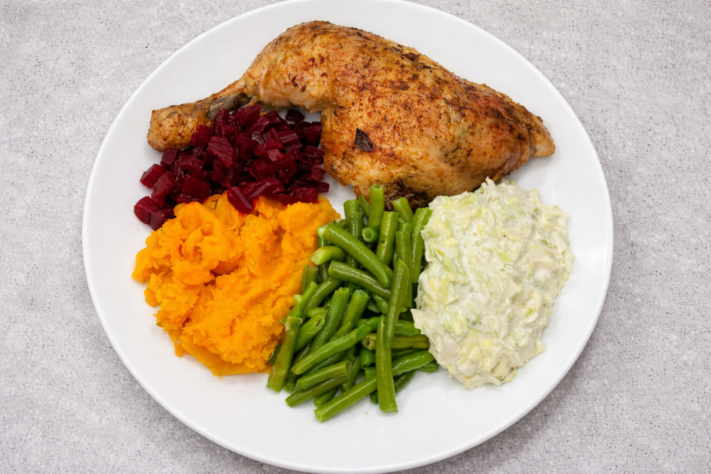 Herb-Roasted-Chicken-Leg-Sweet-Potato-Mash